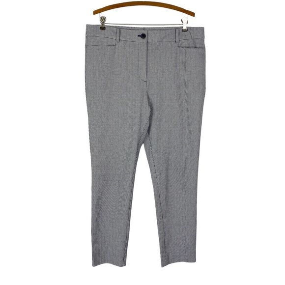 Loft Sutton Skinny Ankle Pant Blue White Houndstooth Sz. 14 - Picture 1 of 10